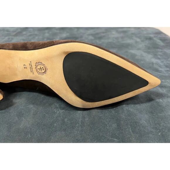 Sarah Flint Brown Suede & Snakeskin Bow Heel Pumps Size 11 US / 42 EUR - Picture 7 of 9